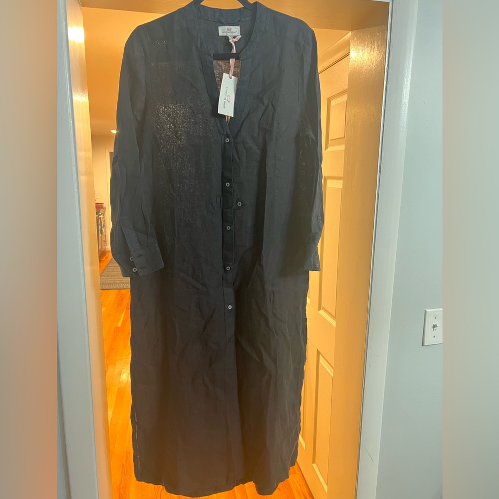 NWT vineyard vines black linen cover up - Picture 2 of 10